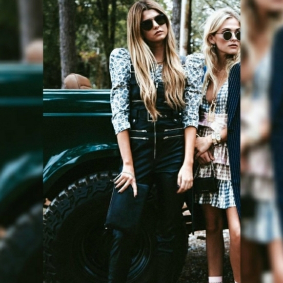 NWT WE WORE WHAT BLACK MOTO LEATHER OVERALLS - Picture 2 of 14